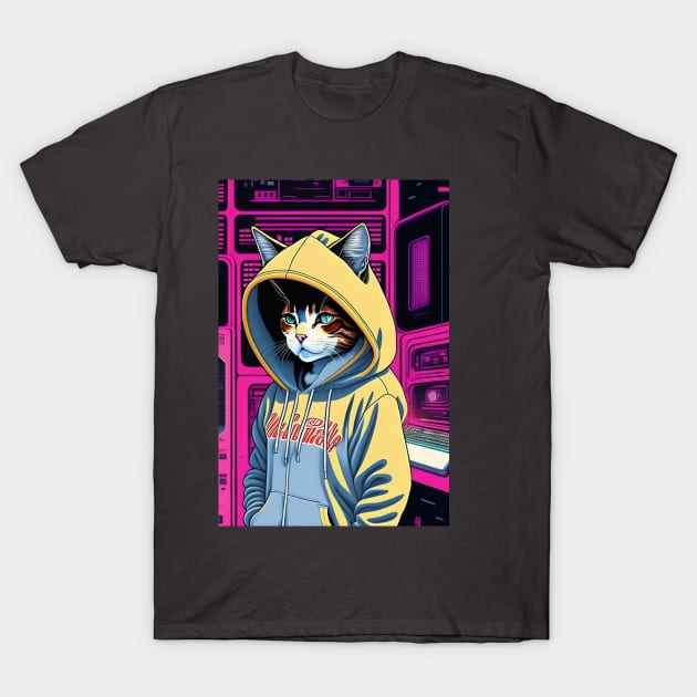 Cat looking cute on Hoodies T-Shirt by Fun and Cool Tees